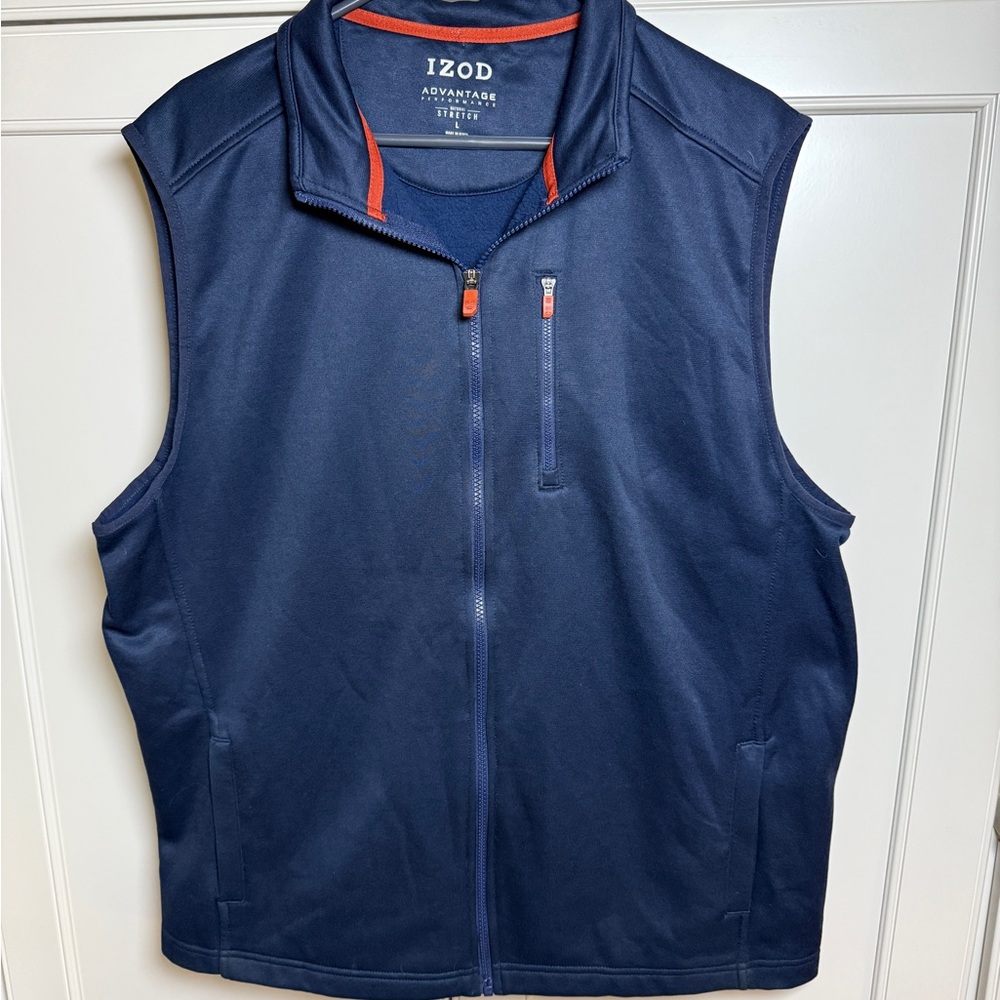 IZOD Men's Advantage Performance Full Zip Fleece Vest Golf Outdoor NWOT Navy